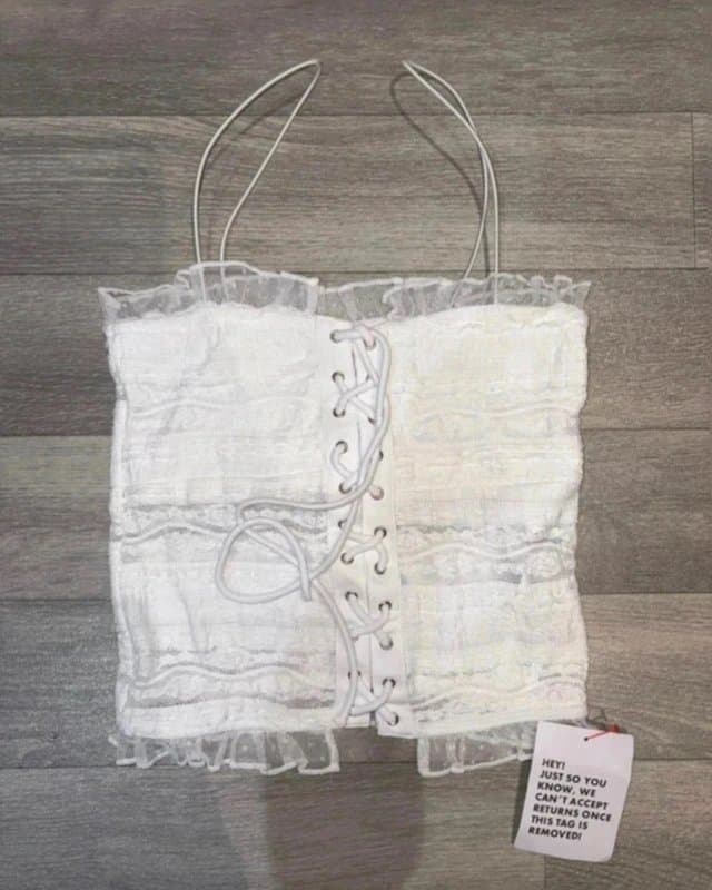 ASOS ASOS  White Lace corset detail cami top - size UK 8