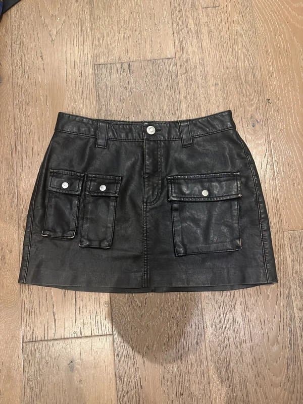 Bershka Bershka distressed faux leather mini skirt