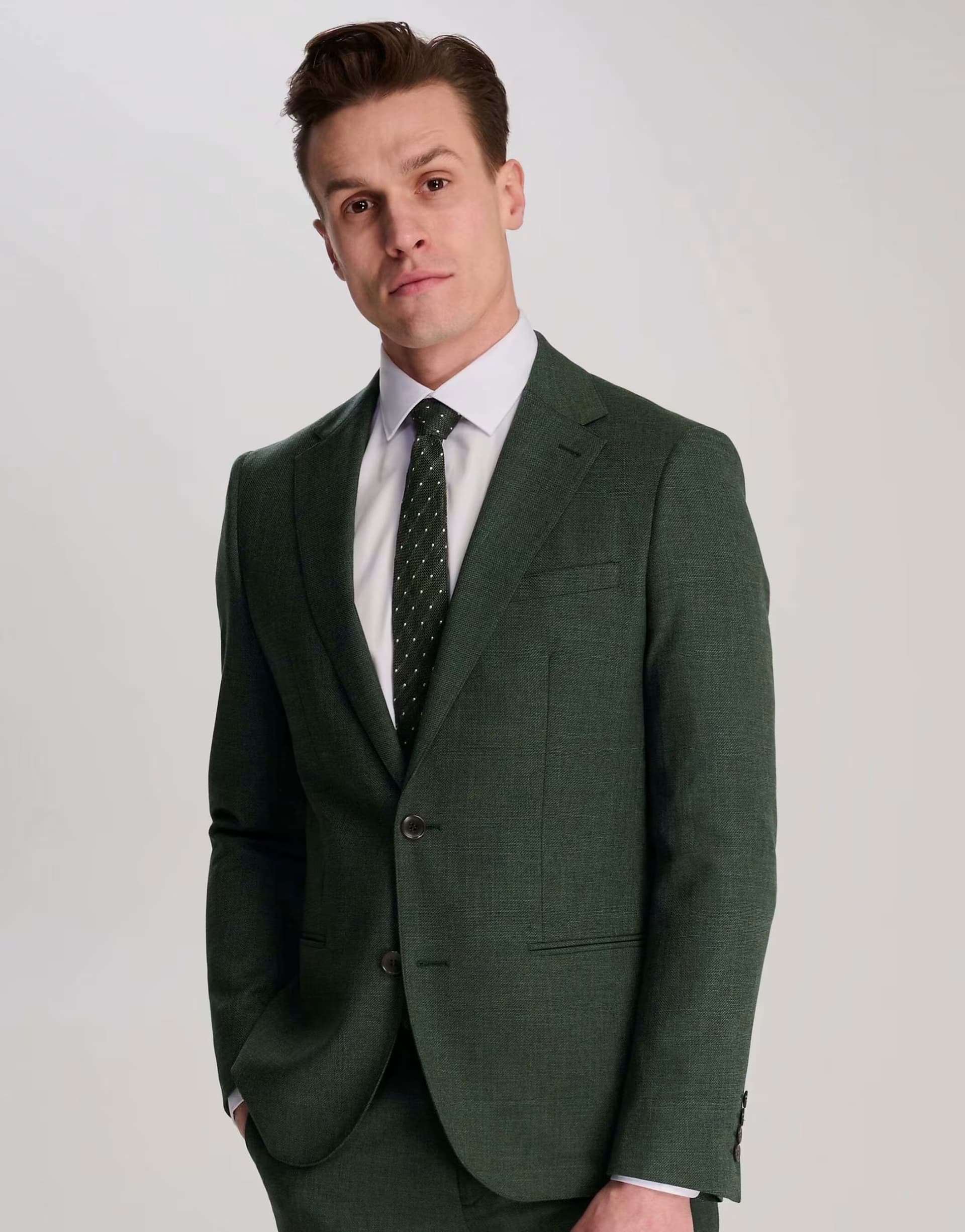 ASOS Harry Brown Sandro slim fit linen look suit jacket in green in green