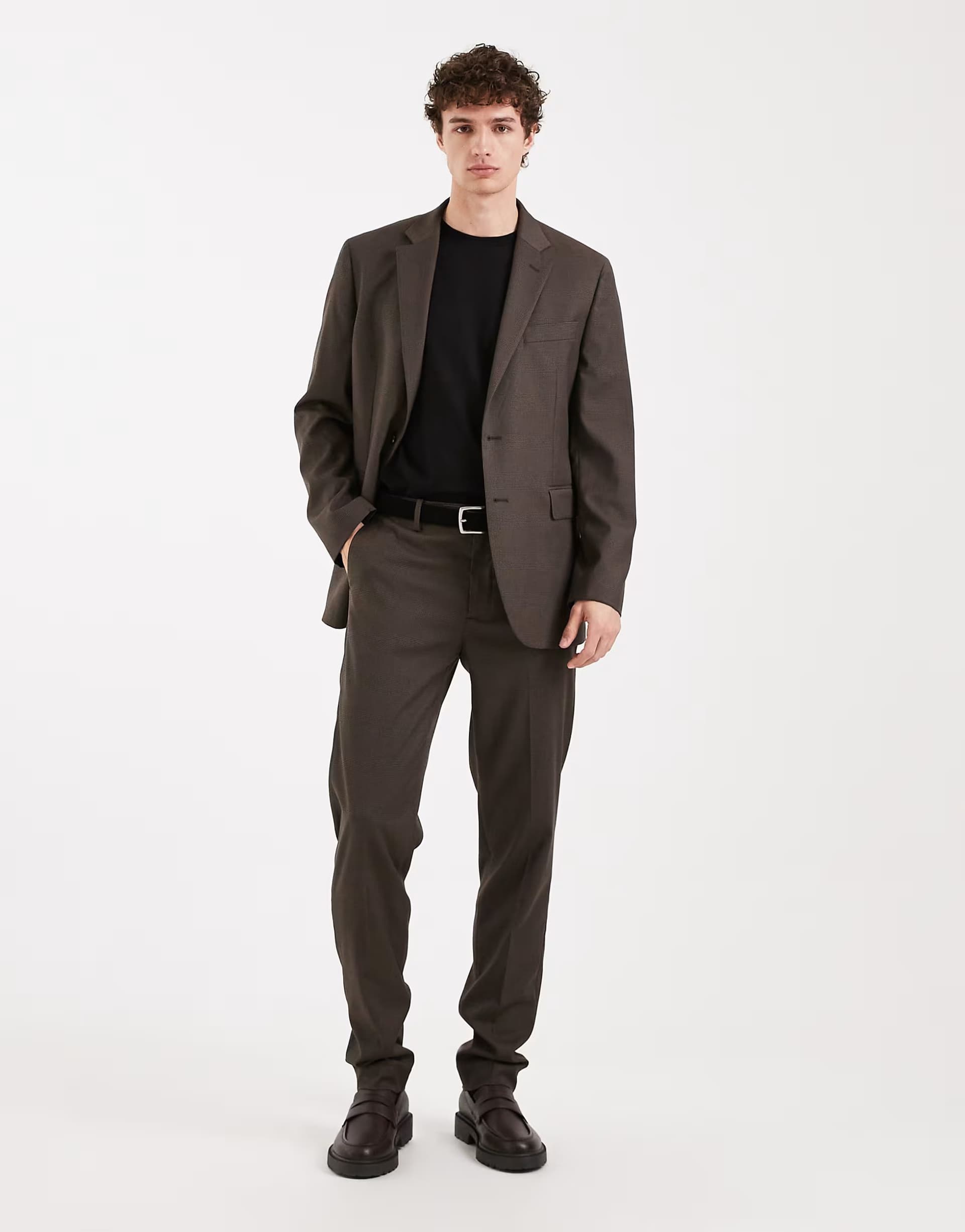 ASOS Mango Milan slim fit tailored trouser co-ord in brown check