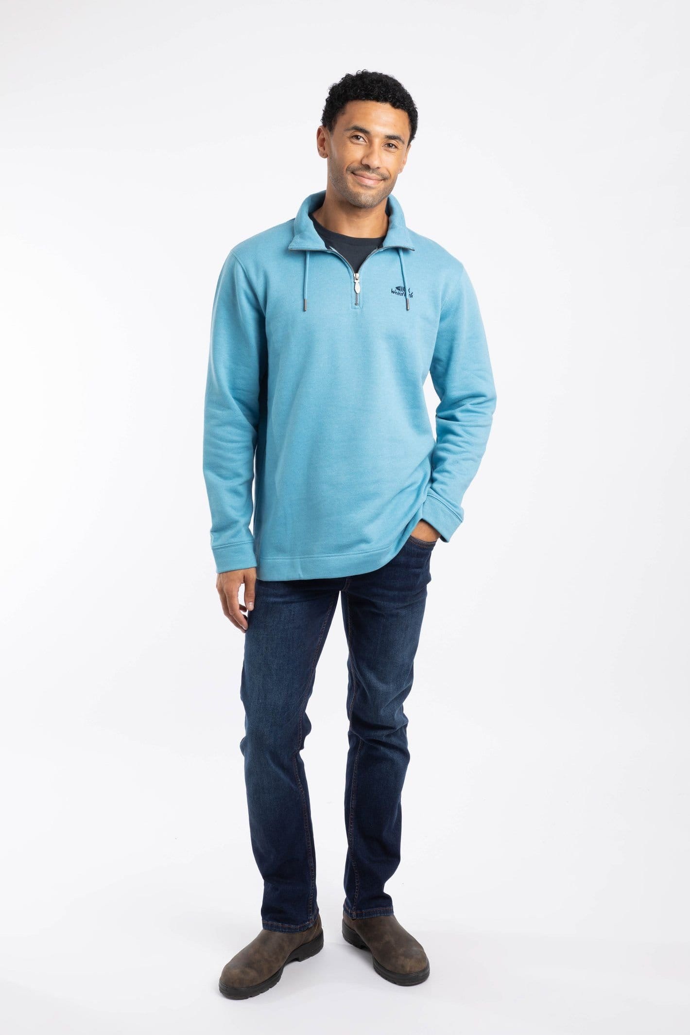 Weird Fish Weird Fish Men's Brampton 1/4 Zip Sweatshirt in Light Blue - 4
