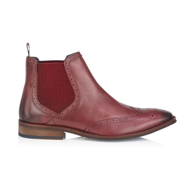 Amen Shoes Amen Shoes Men's Bray Leather Brogue Chelsea Boots in Wine - 2
