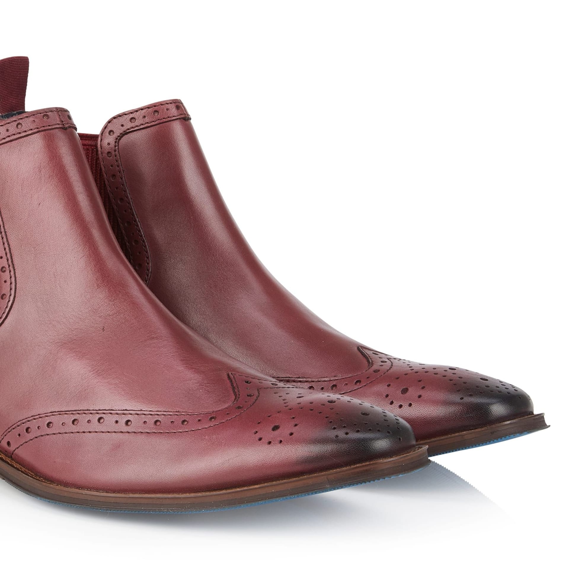 Amen Shoes Amen Shoes Men's Bray Leather Brogue Chelsea Boots in Wine - 4