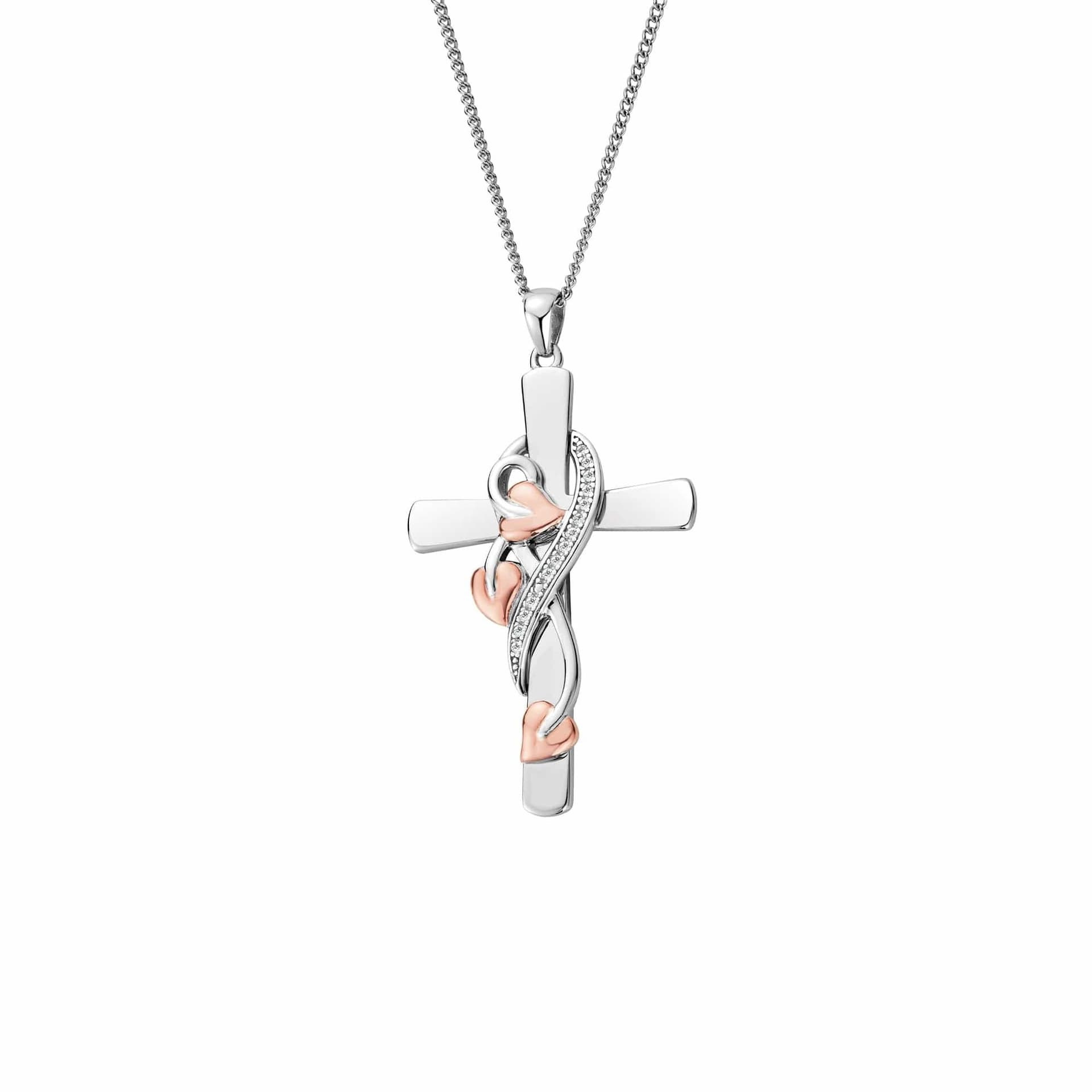 Clogau Clogau Women's Tree of Life Sterling Silver Vine Cross Pendant with Topaz in Metallics