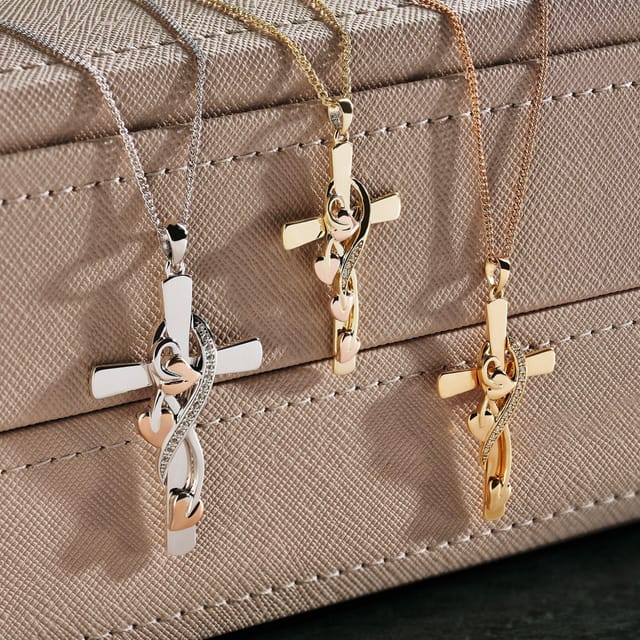 Clogau Clogau Women's Tree of Life Sterling Silver Vine Cross Pendant with Topaz in Metallics - 3