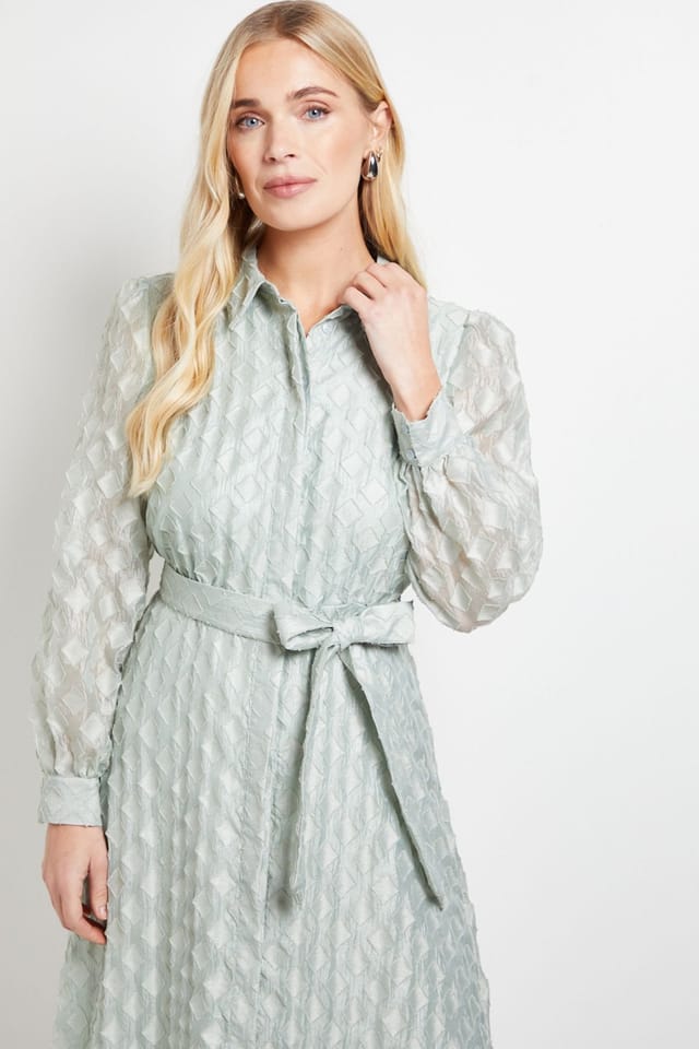 Wallis Wallis Women's Petite Geo Organza Shirt Midi Dress in Mint - 2
