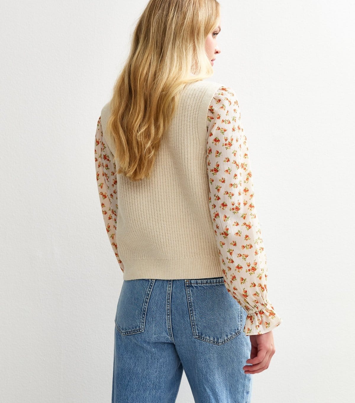 New Look Women's Cream Button Up Chunky Knit Waistcoat New Look - 4