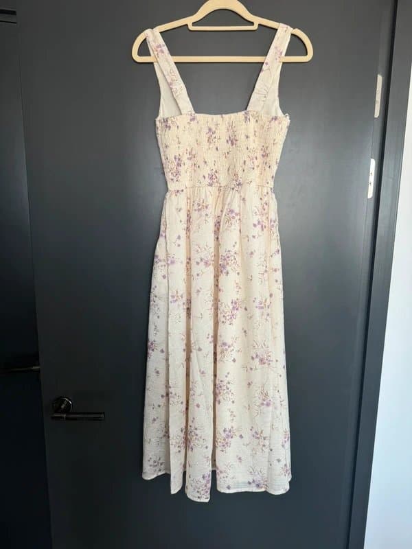 Thirty/Thirty Cream Floral Corset Midi Dress Size XS Brand New With Pockets
