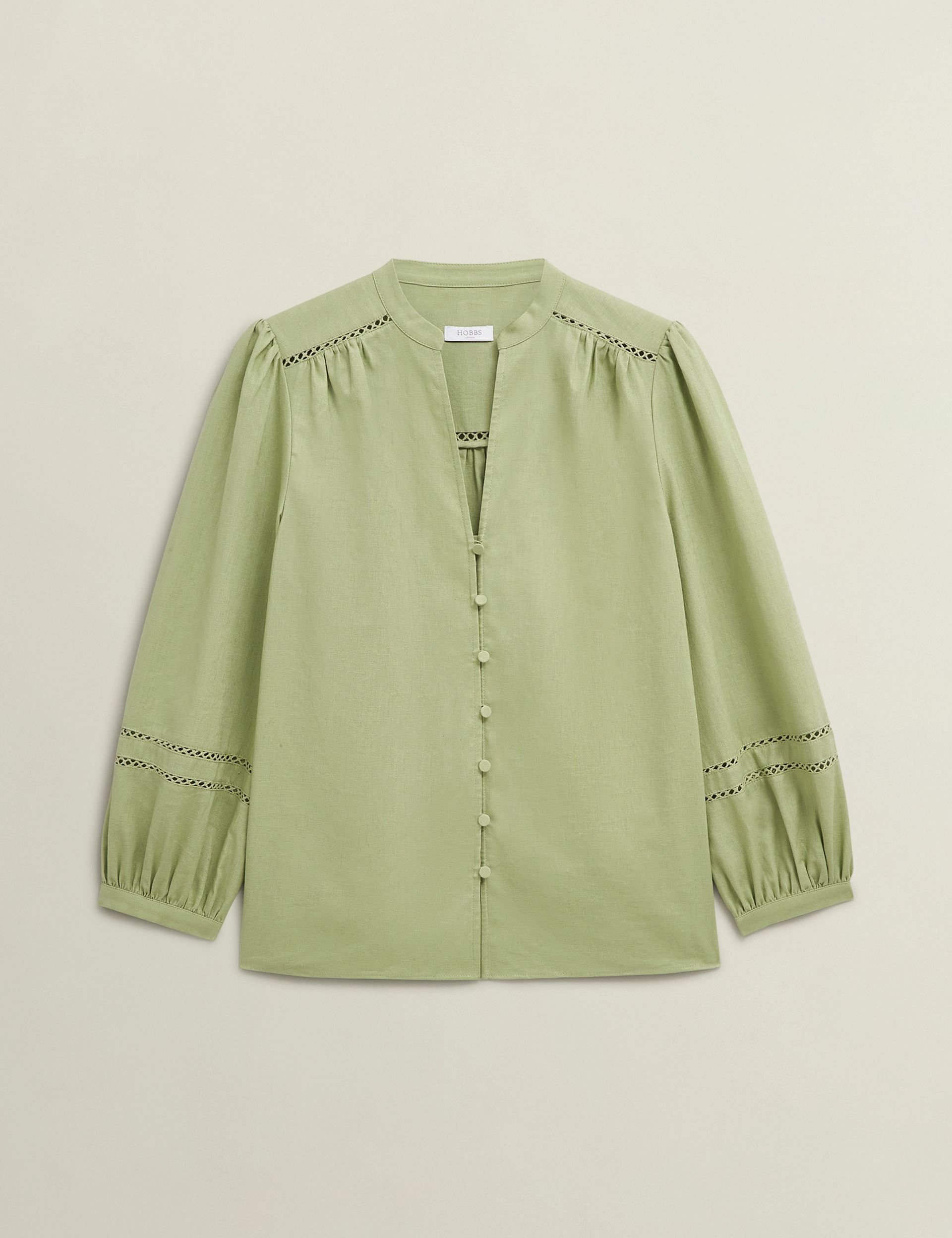 Hobbs London Hobbs London Women's Emberlynn Linen Blend Blouse in Pale Green - 2