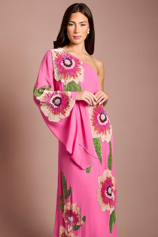 Coast Coast Women's Muse One Shoulder Floral Embellished Maxi Dress in Magenta - 2