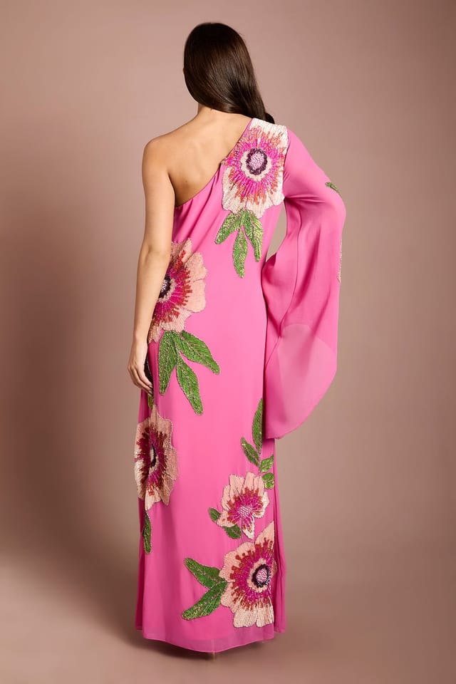 Coast Coast Women's Muse One Shoulder Floral Embellished Maxi Dress in Magenta - 3