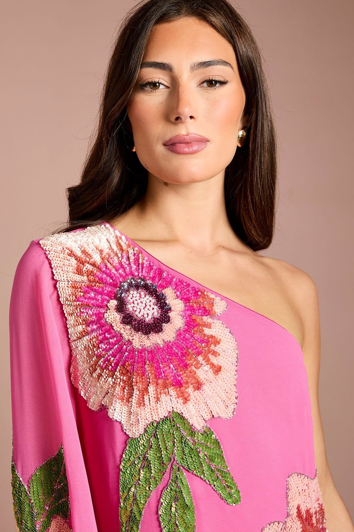 Coast Coast Women's Muse One Shoulder Floral Embellished Maxi Dress in Magenta - 4