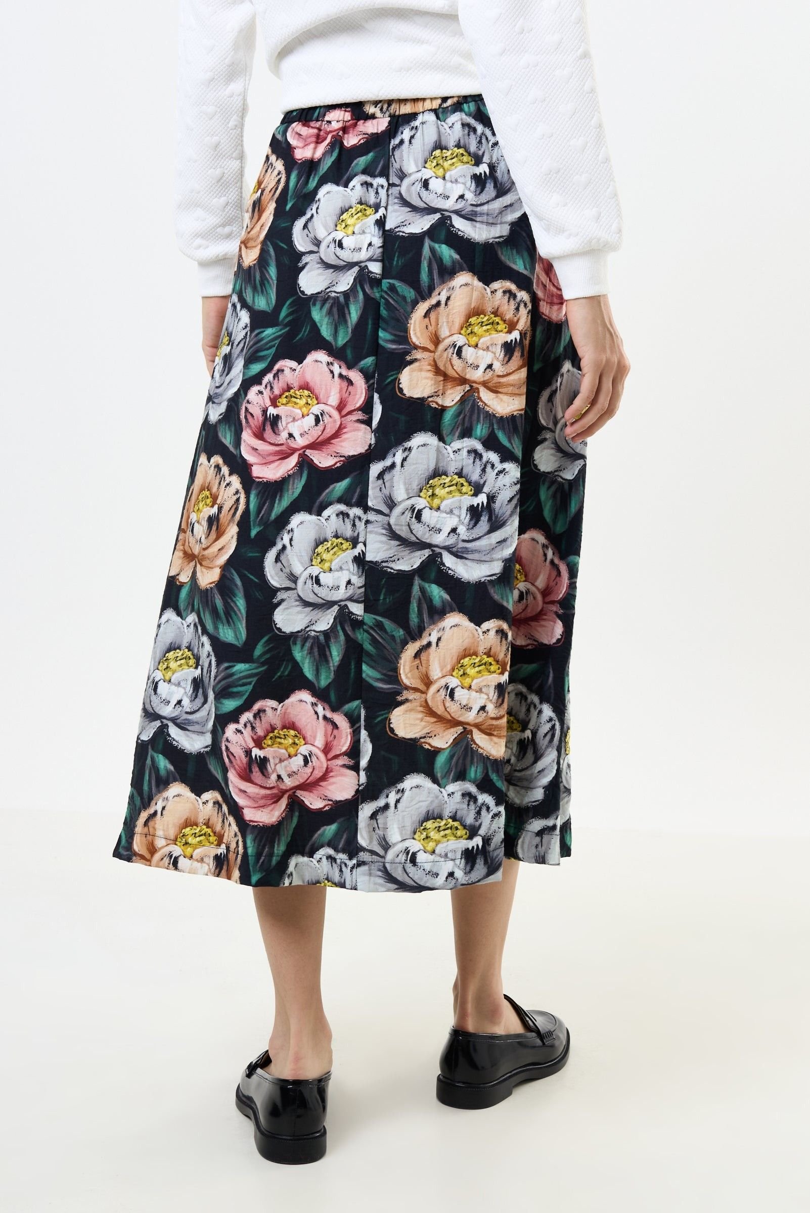 Louche Louche Women's Lizea Peonies Print Pleated Midi Skirt - Black - 4