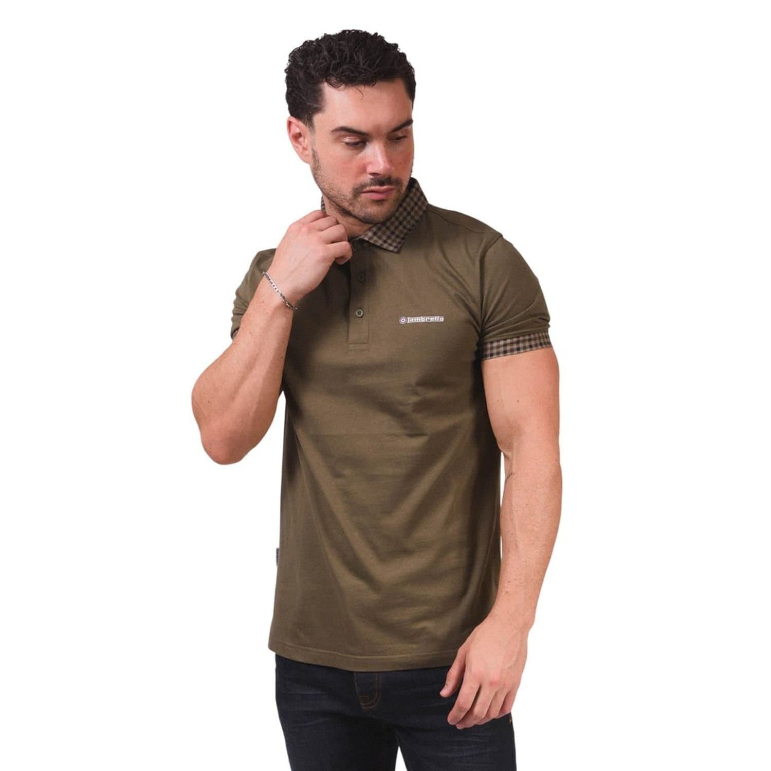 Lambretta Lambretta Men's SS25 Gingham Polo Shirt XXL in Green
