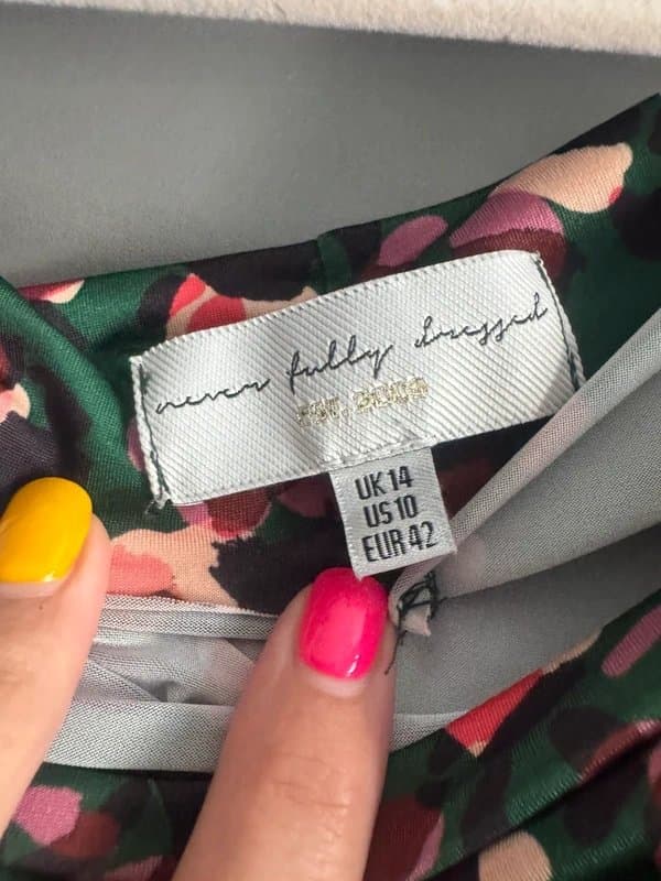 Never Fully Dressed Never Fully Dressed Green Multi Leopard Print Cowl Wrap Dress - Size 14