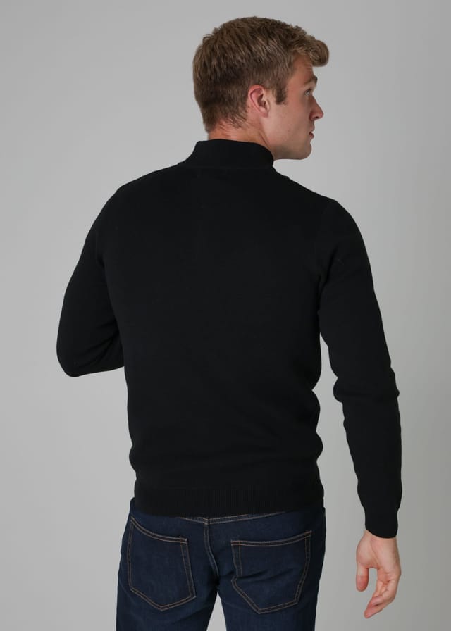 Tokyo Laundry Tokyo Laundry Men's Cotton Blend Half Milano Zip Neck Jumper in Black - 2