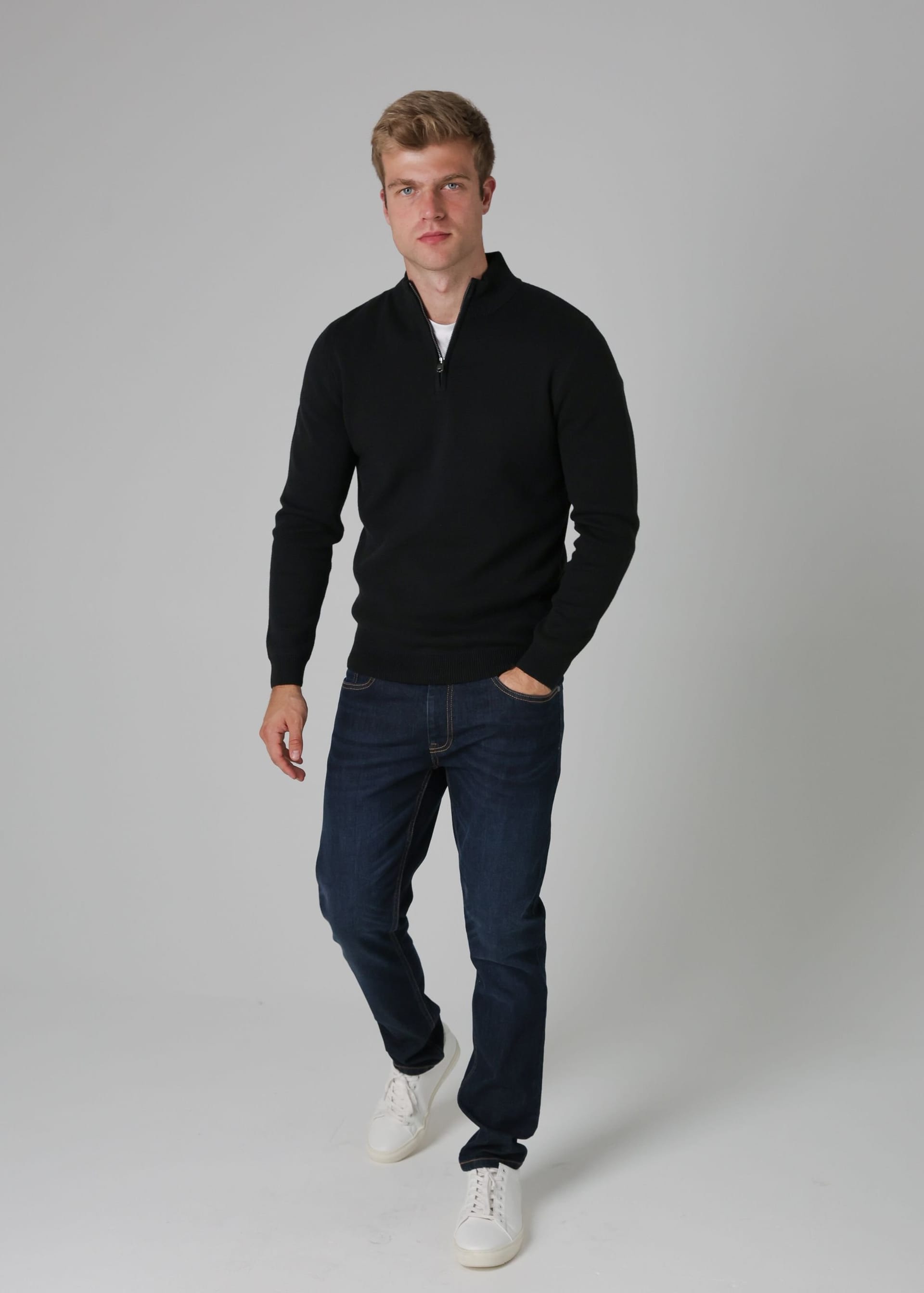 Tokyo Laundry Tokyo Laundry Men's Cotton Blend Half Milano Zip Neck Jumper in Black - 4