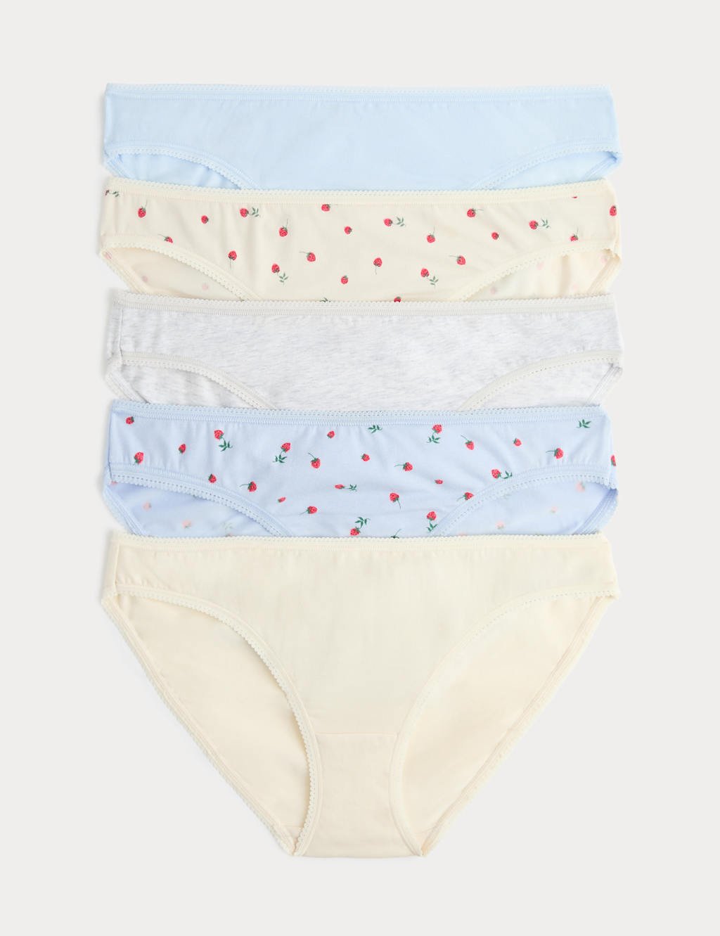 Marks & Spencer M&S 5pk Cotton Lycra™ Printed Bikini Knickers Soft Blue - 1