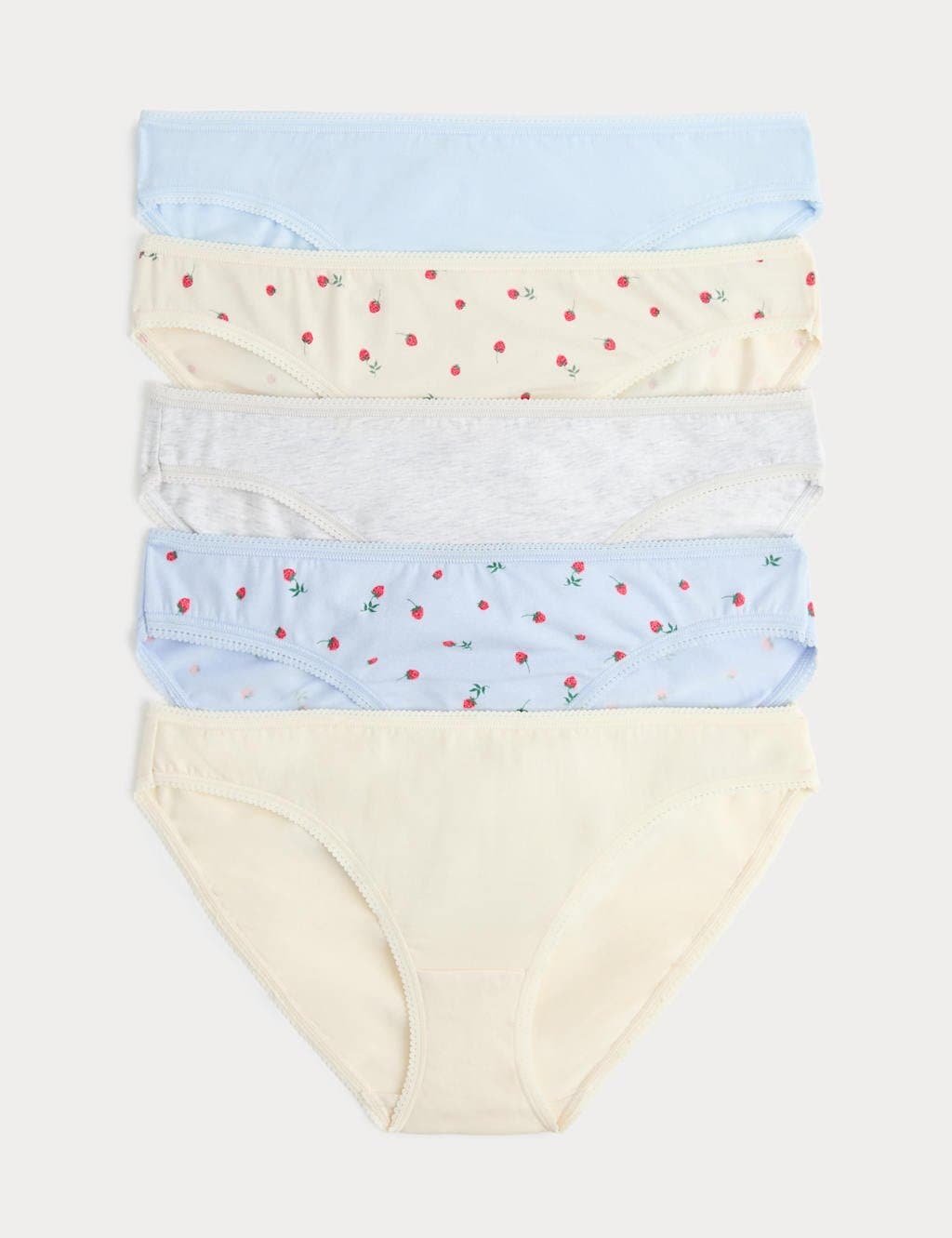 Marks & Spencer M&S 5pk Cotton Lycra™ Printed Bikini Knickers Soft Blue