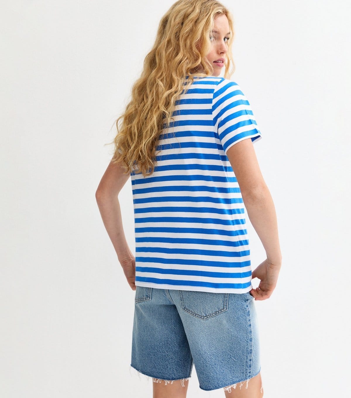New Look Women's Blue Cotton Striped T-Shirt New Look - 4