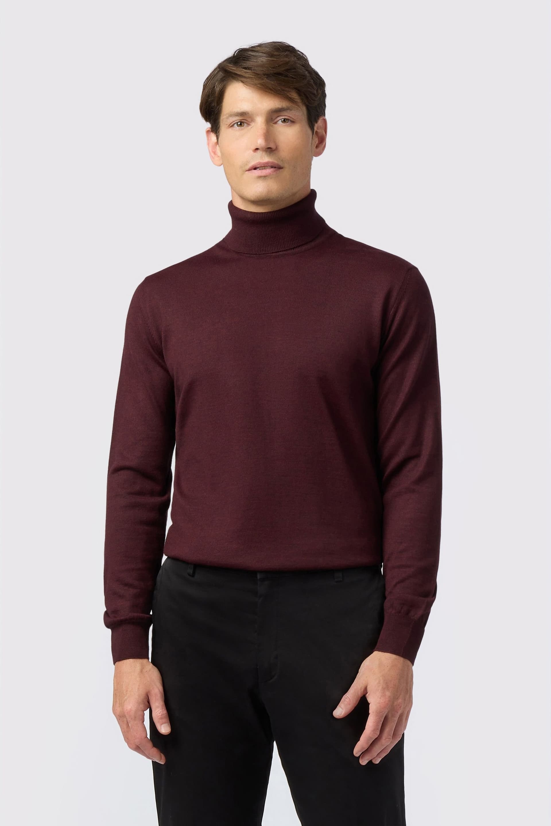 Melka Melka Men's Merino Knit Roll Neck Jumper in Red