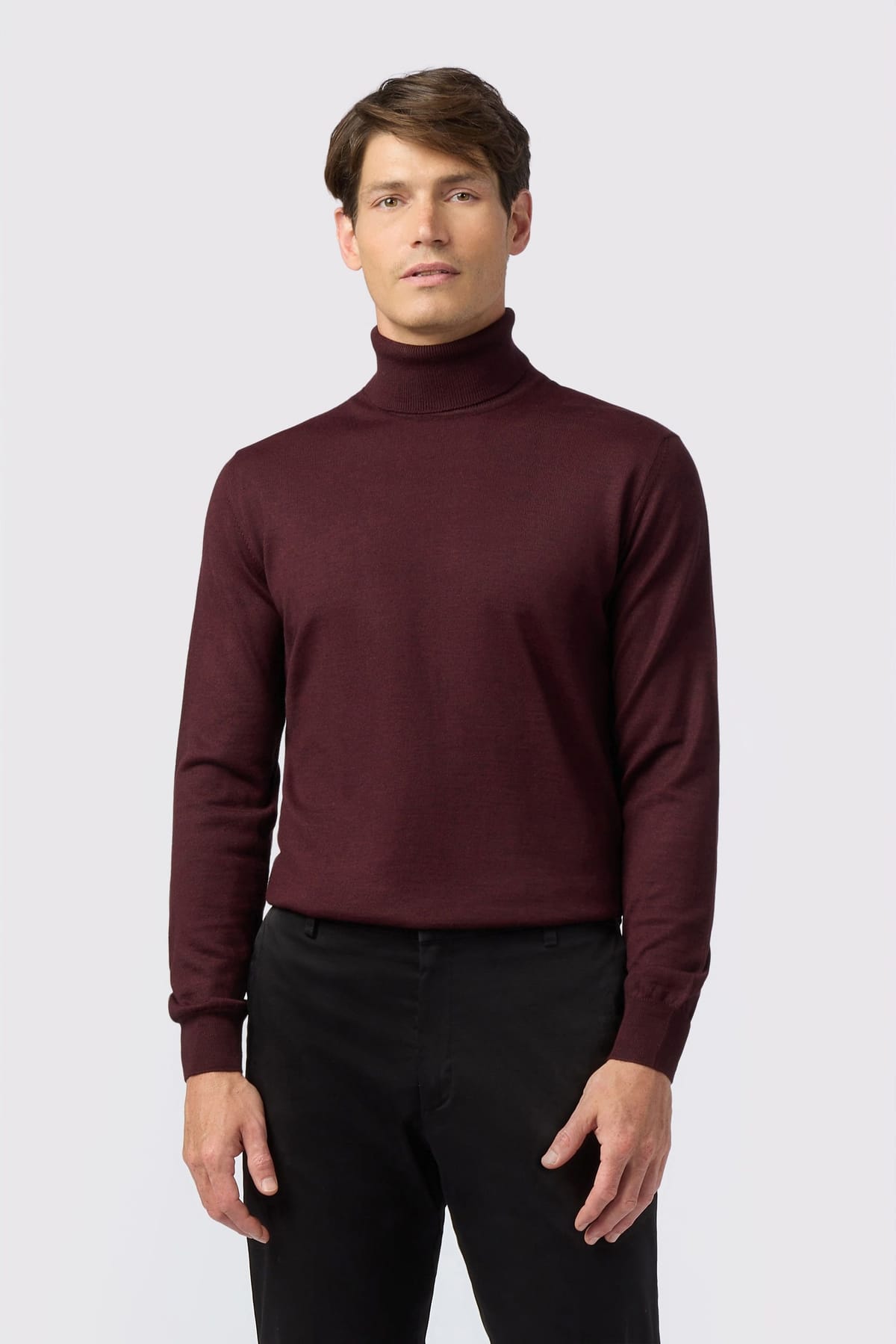 Melka Melka Men's Merino Knit Roll Neck Jumper in Red - 1