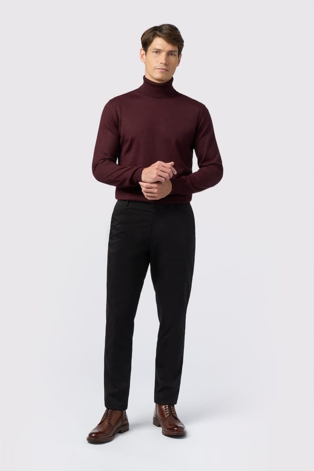 Melka Melka Men's Merino Knit Roll Neck Jumper in Red - 2