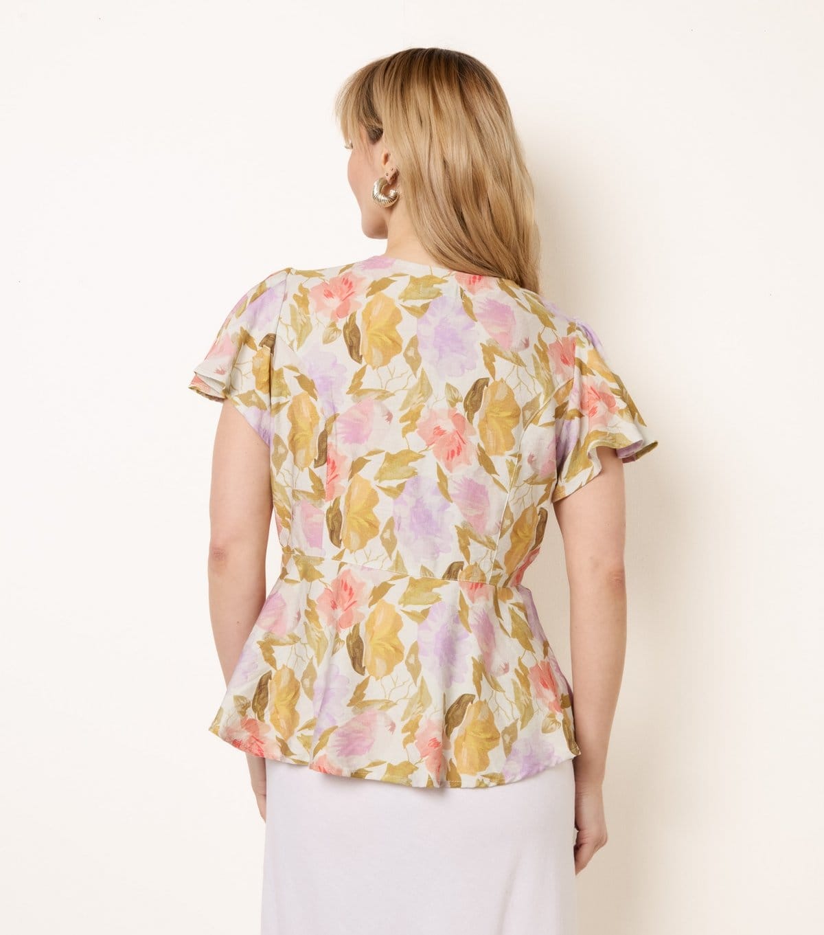 Blue Vanilla Women's Multicoloured Floral Flutter Sleeve Blouse Blue Vanilla New Look - 4