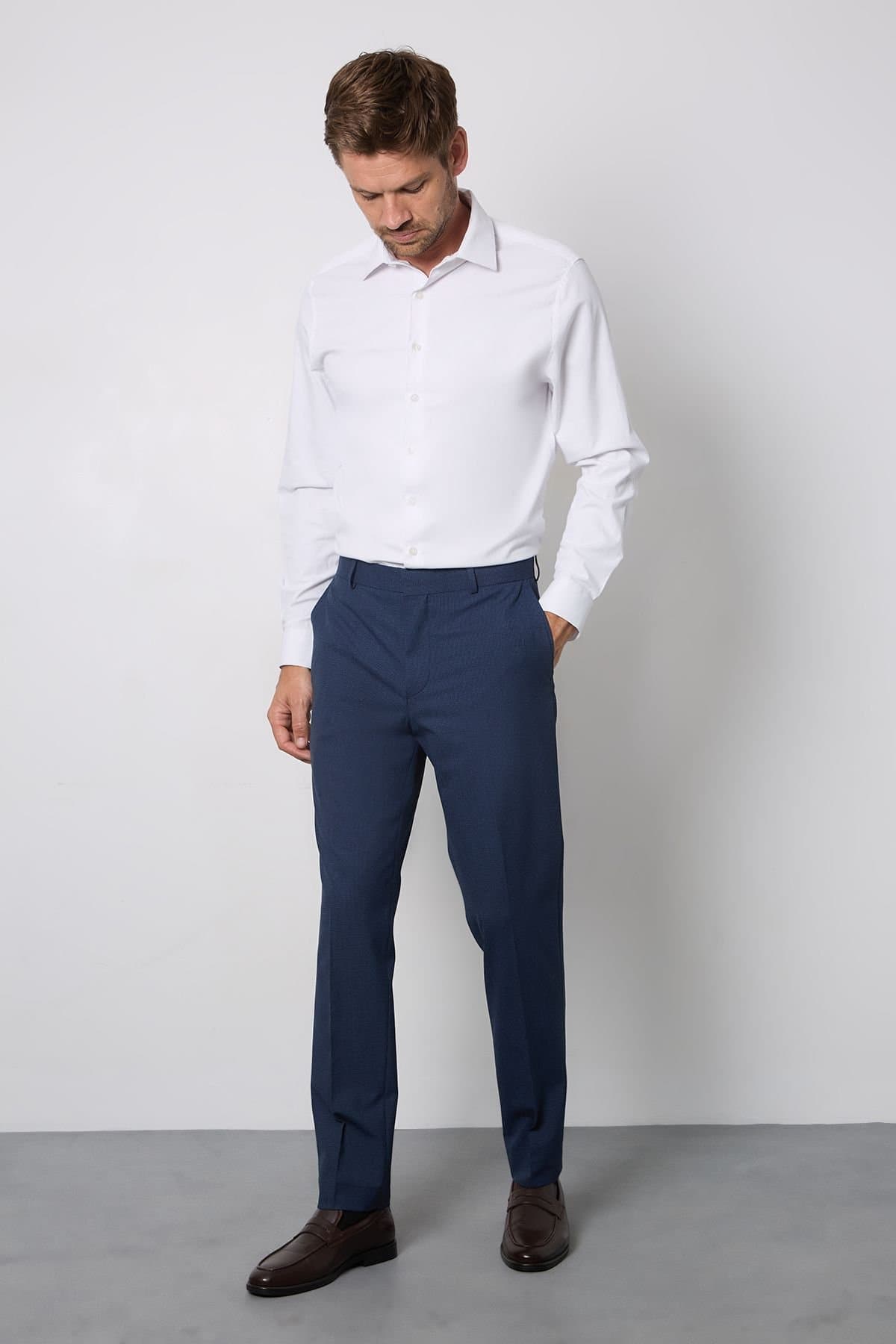 Burton Burton Men's Navy Marl Skinny Fit Suit Trousers