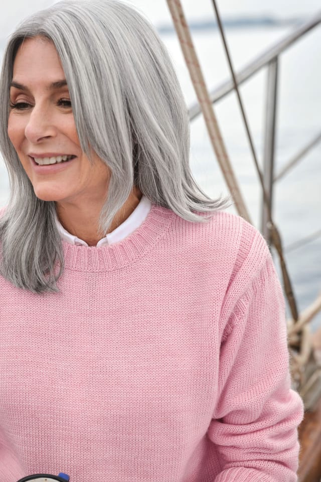WoolOvers WoolOvers Women's Pure Wool Guernsey Jumper in Pink - 2