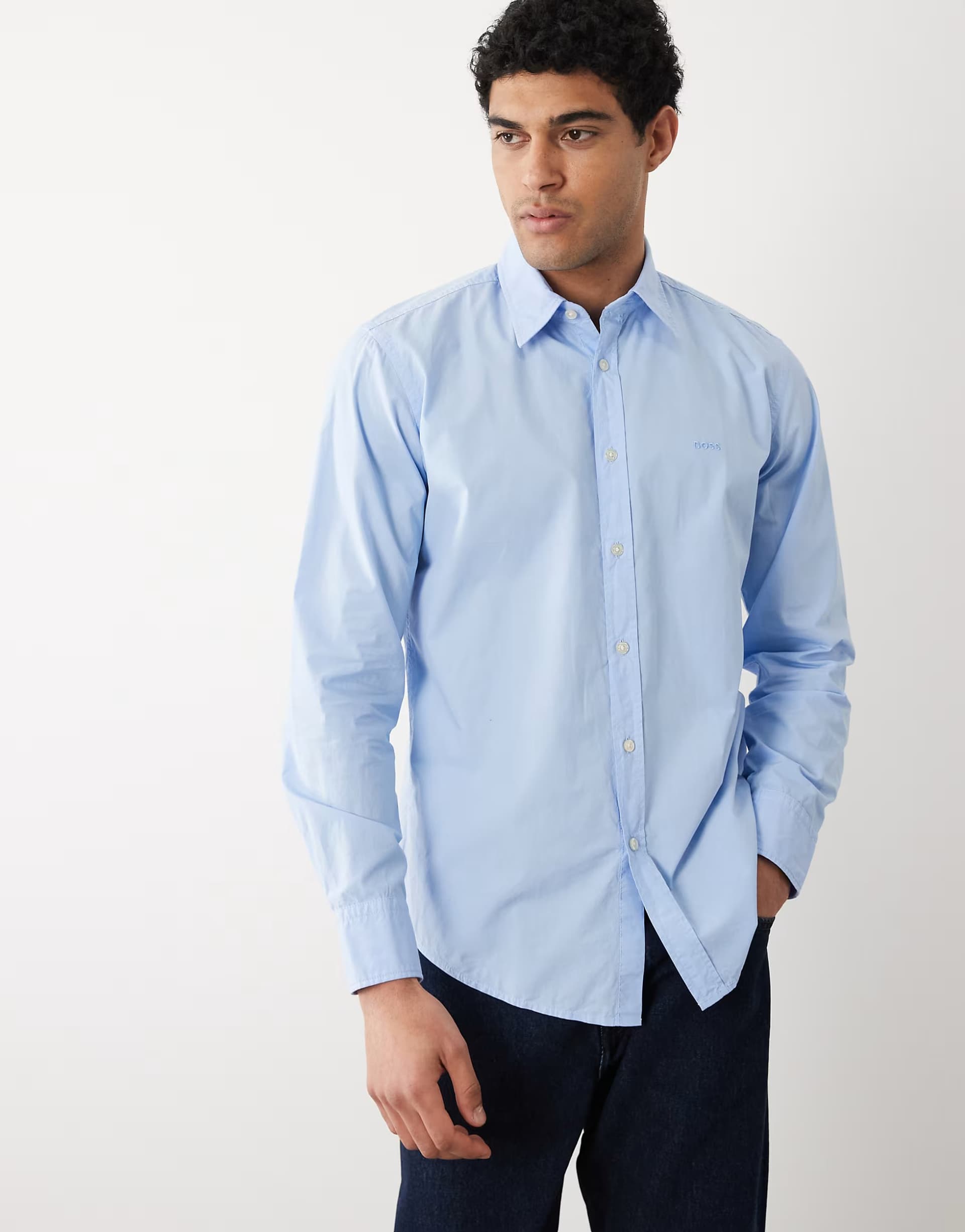 ASOS Hugo Boss Blue Cotton Long Sleeve Shirt by ASOS
