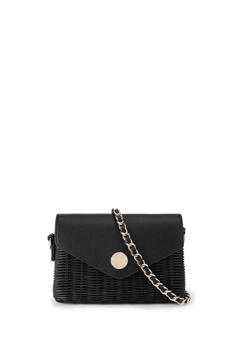 Carvela Carvela Black Woven Wood Mini Basket Bag