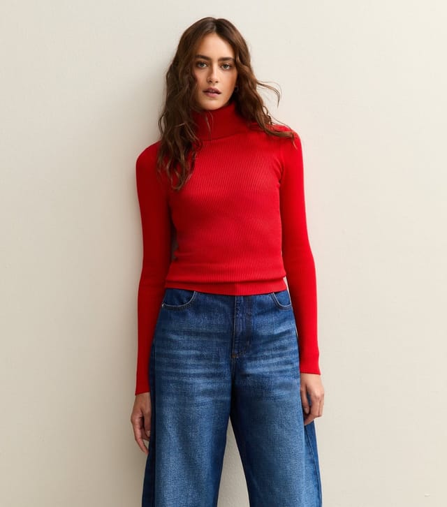 New Look Women's Red Rib Roll Neck Jumper New Look - 2