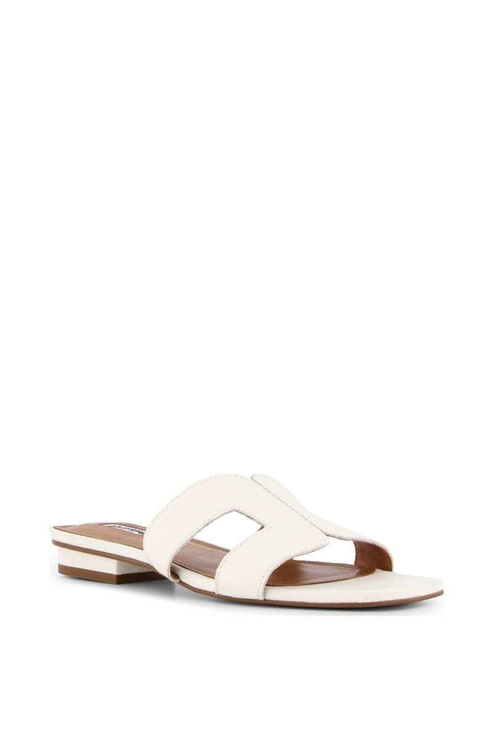 Dune London Dune London Women's Wide Fit 'Loupe' Leather Sliders in White - 2