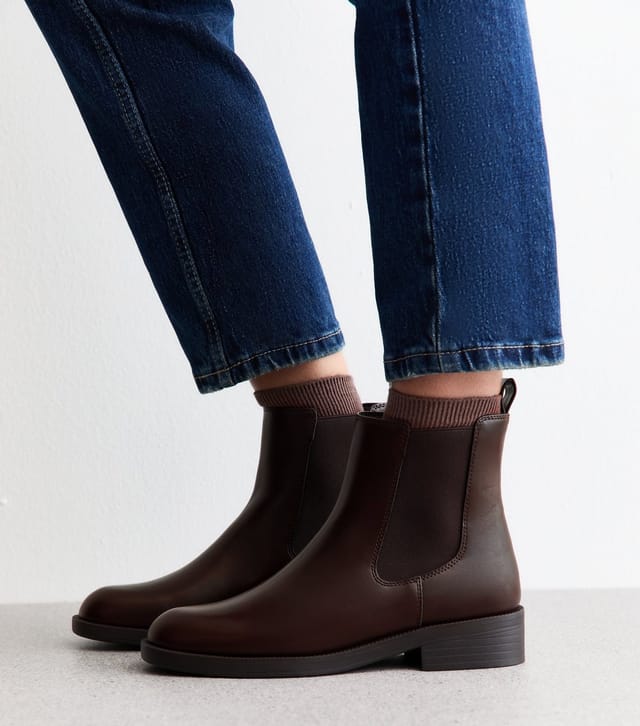 New Look Women's Dark Brown Faux Leather Chelsea Boots New Look - 3