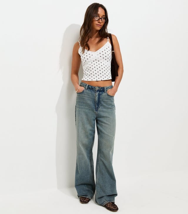 New Look Women's White Polka Dot Crinkle Lace Lined Cami Top New Look - 3
