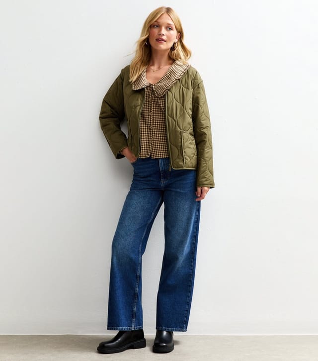 New Look Women's Dark Khaki Quilted Padded Jacket New Look - 3