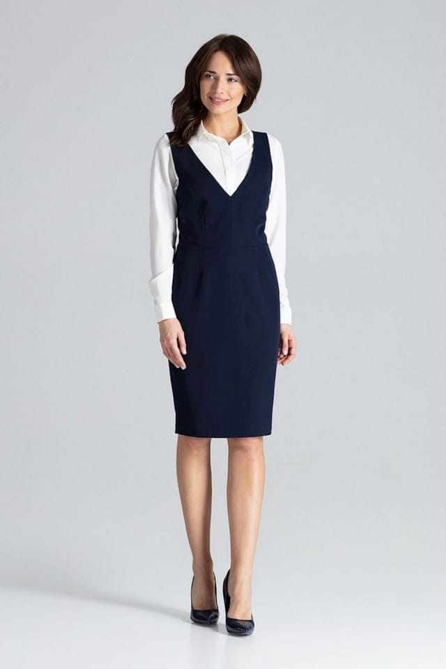 Love Lace Love Lace Women's Sleeveless Fitted Midi Dress Open Back Style 133235 in Navy - 2