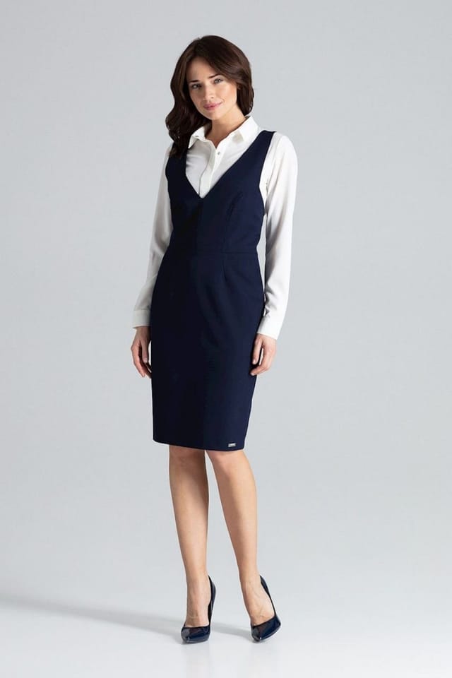 Love Lace Love Lace Women's Sleeveless Fitted Midi Dress Open Back Style 133235 in Navy - 3
