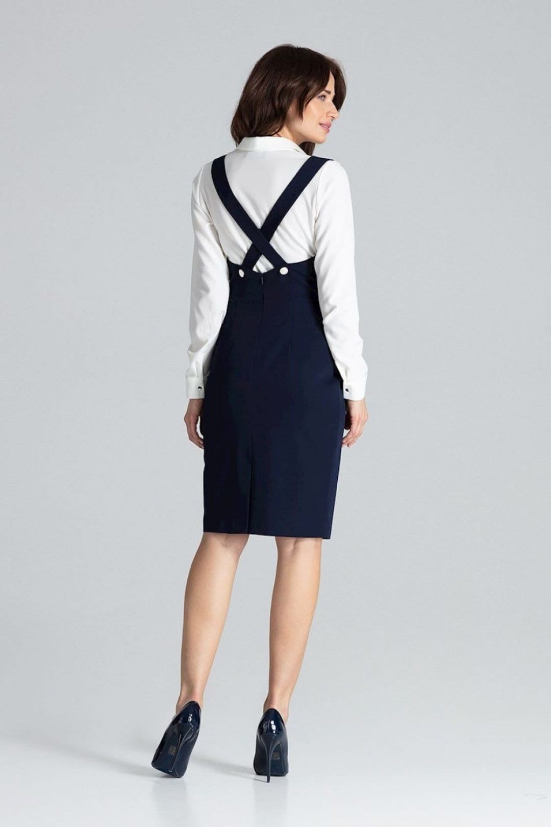 Love Lace Love Lace Women's Sleeveless Fitted Midi Dress Open Back Style 133235 in Navy - 4