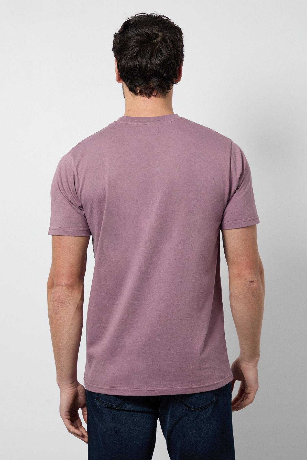 Burton Burton Men's Dark Pink Plain Crew Neck T-Shirt - 3