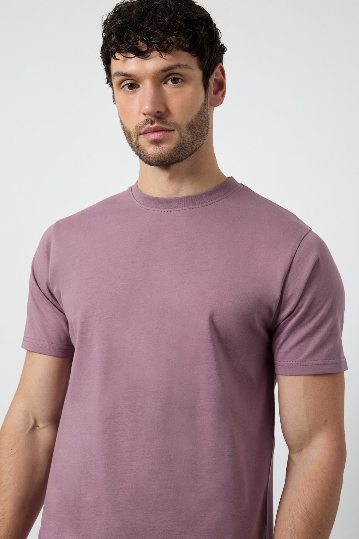 Burton Burton Men's Dark Pink Plain Crew Neck T-Shirt - 4