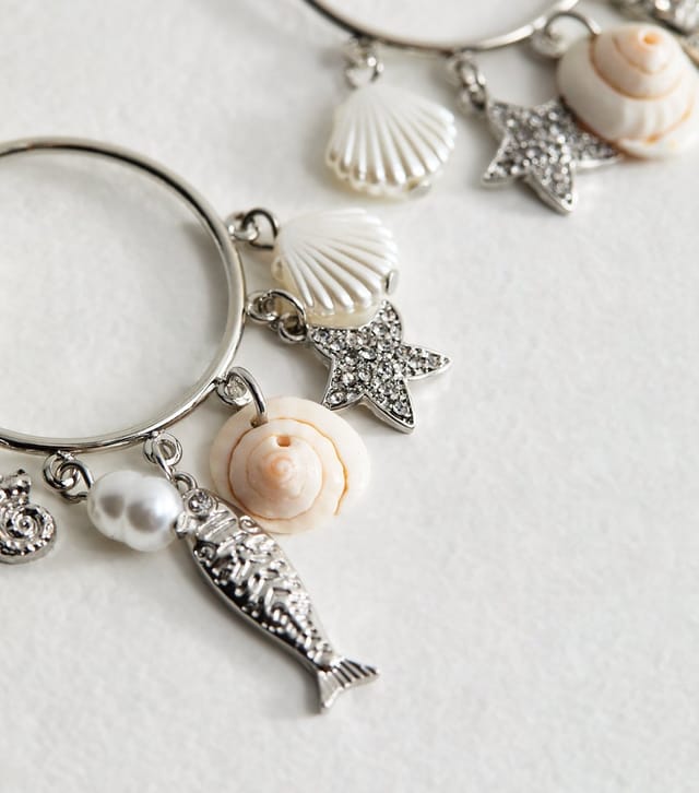 New Look Silver Tone Coastal Charm Hoop Earrings New Look - 3
