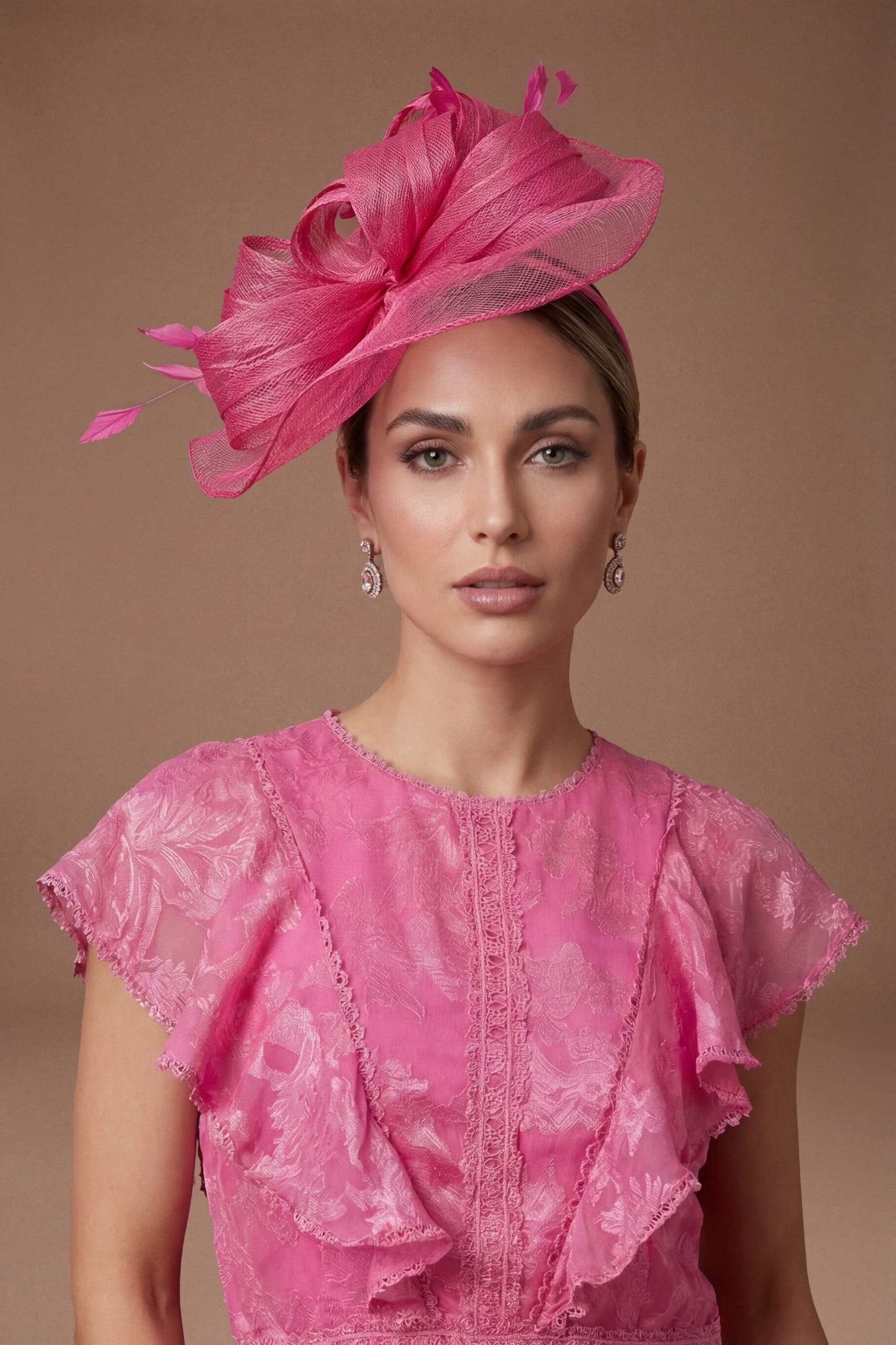 Coast Coast Women's Loop & Feather Detail Fascinator in Berry