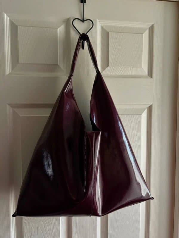 New Look New Look Burgundy Faux Leather Shoulder Tote Bag