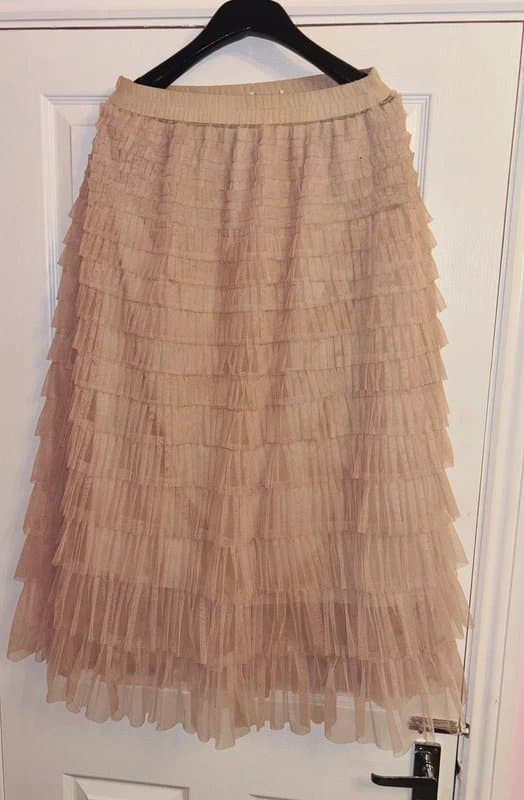 Apricot Apricot beige ruffle maxi wedding festival party rara tulle skirt 10-12 same day post