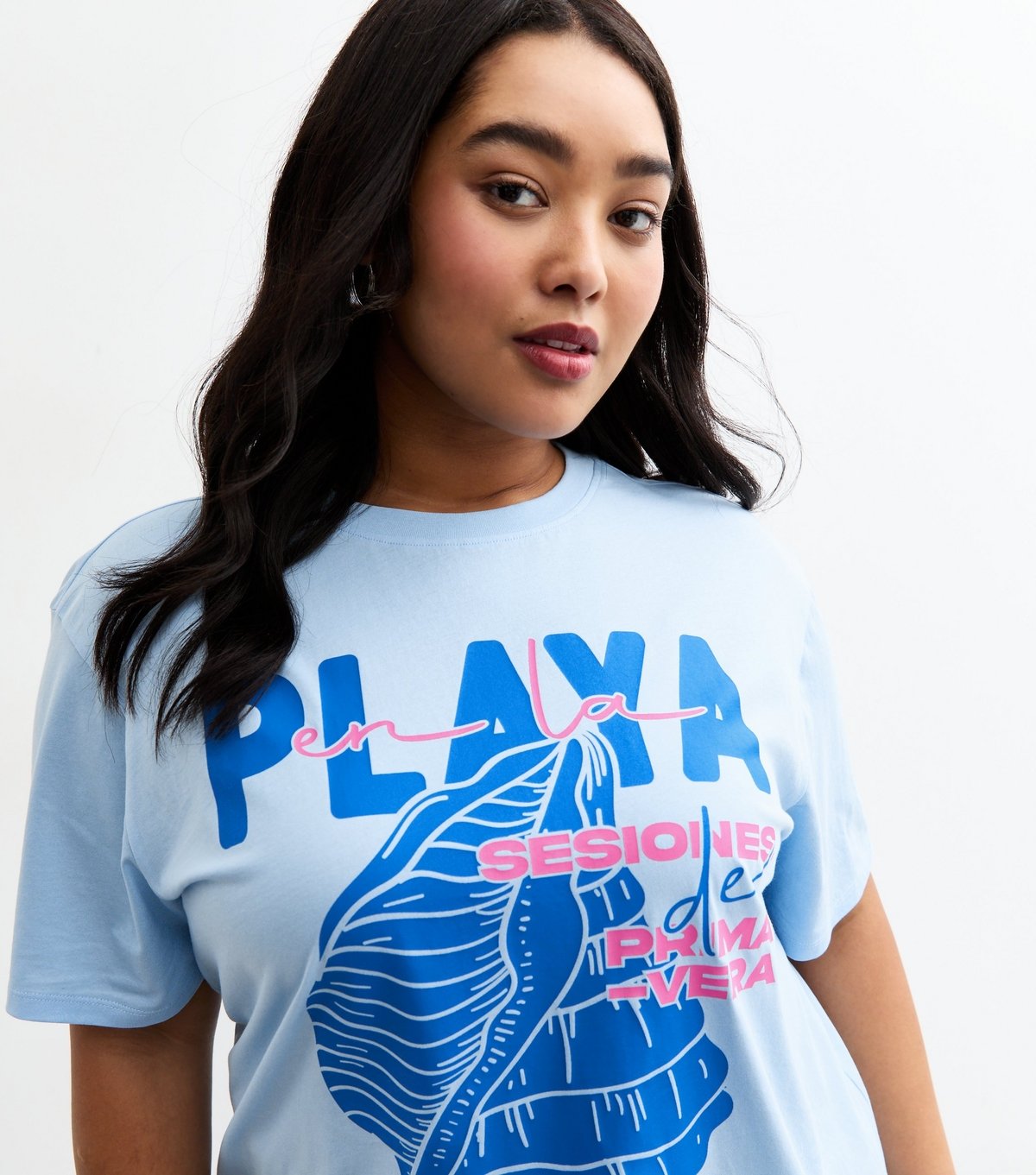 New Look Women's Plus Size Blue Shell Print T-Shirt Curves New Look - 2