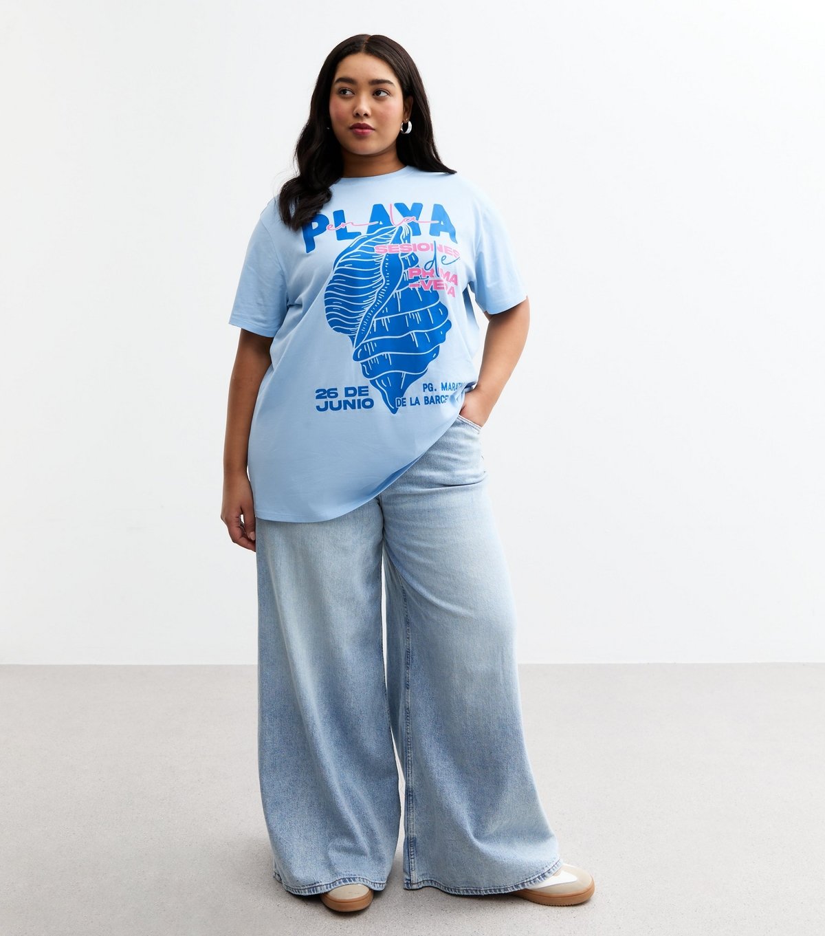 New Look Women's Plus Size Blue Shell Print T-Shirt Curves New Look - 3