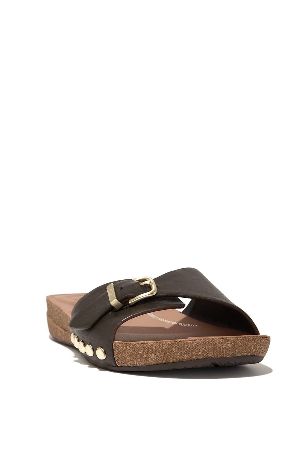 FitFlop FitFlop Women's iQushion Adjustable Buckle Slides in Chocolate