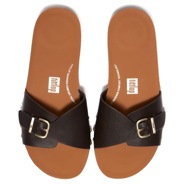 FitFlop FitFlop Women's iQushion Adjustable Buckle Slides in Chocolate - 2